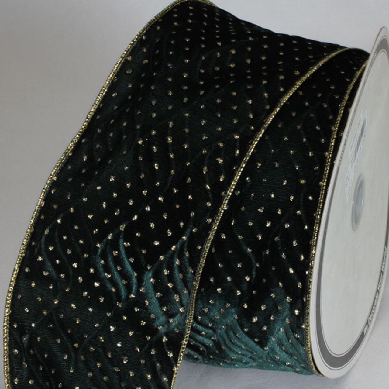 The Ribbon People Hunter Green Polka Dotted Wired Craft Ribbon 4" x 20 Yards